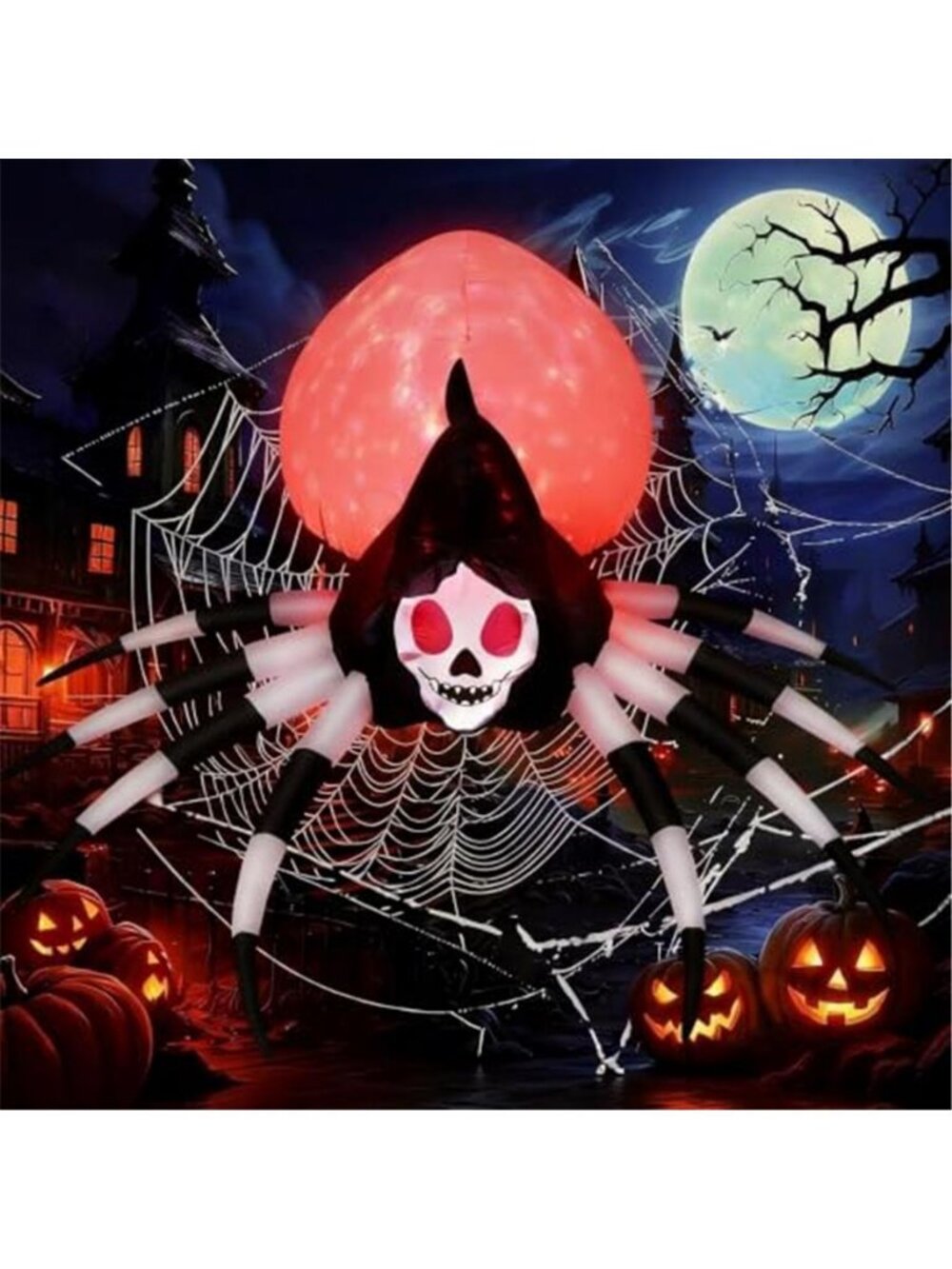 5.7FT Halloween Inflatable Skeleton Spider Outdoor Yard Decor with Magic